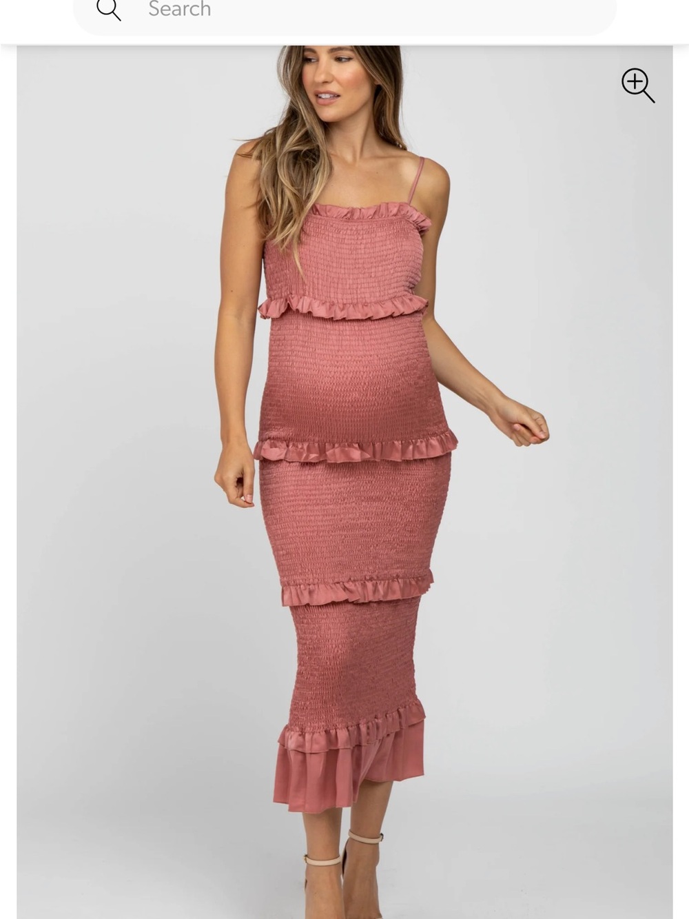 Pinkblush Dusty Rose Smocked Ruffle Maxi Dress